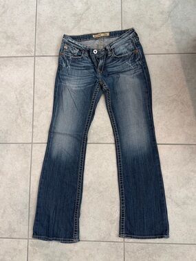 Big Star Remy Low-Rise Boot Cut Distressed Blue Jeans, Size 29R